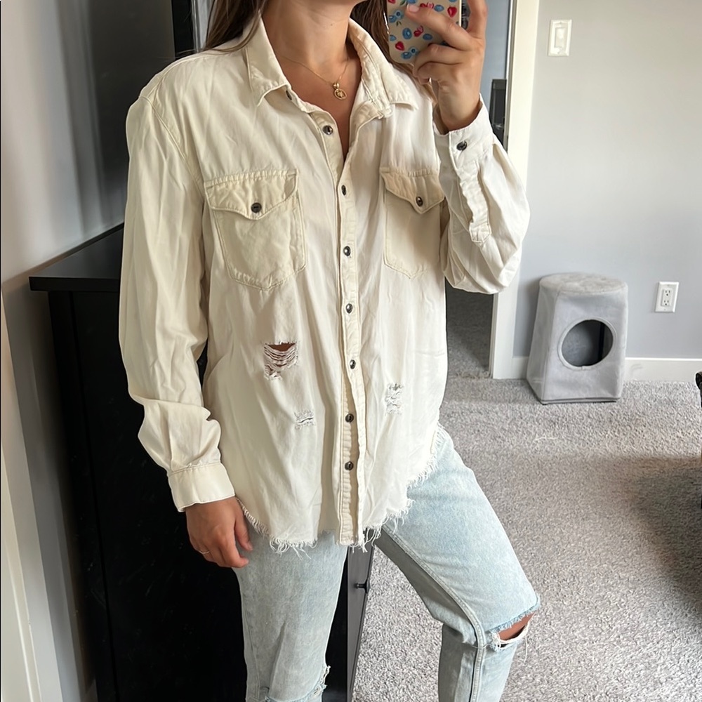 Distressed Button Down Shirt - Picture 8 of 9